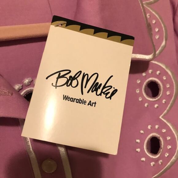 Vintage Bob Mackie Wearable Art Western Shirt Laser Cut Button Down Size Medium - Picture 9 of 10